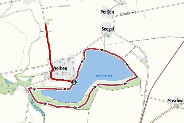 Karte, Rundweg Werbener See